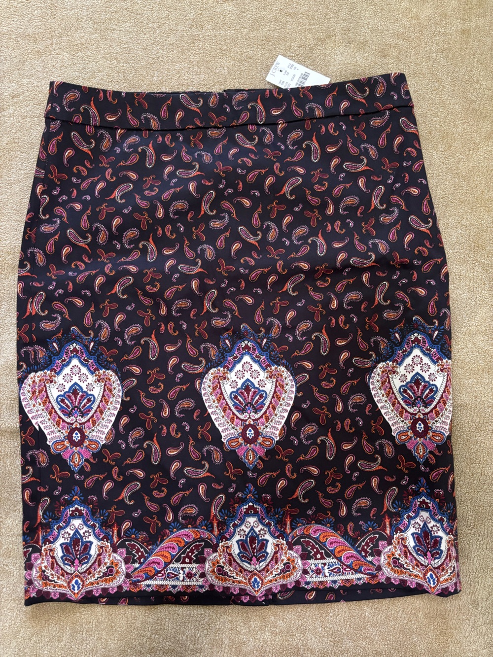 J. Crew Black Pencil Skirt with Subtle Print